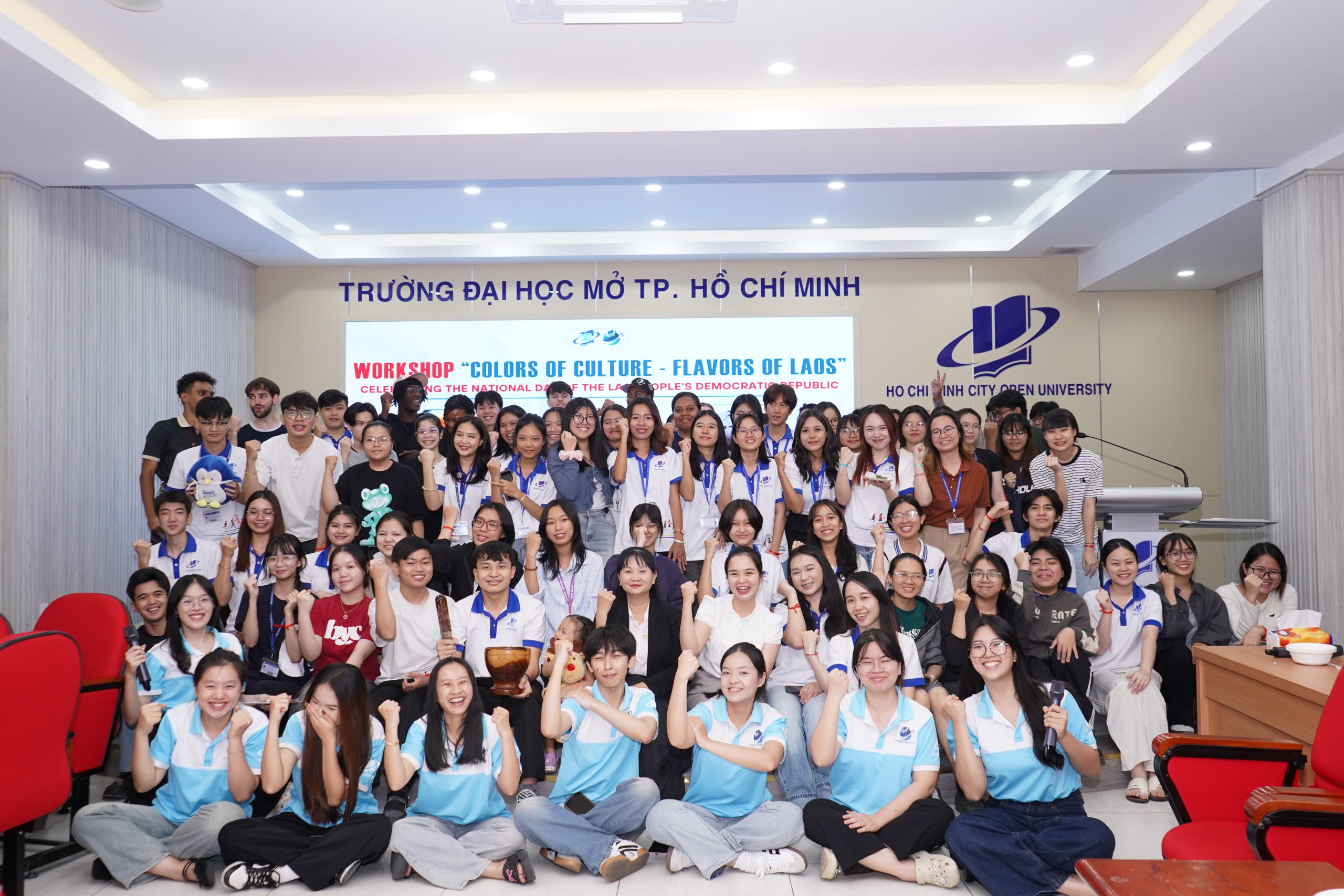 more than 80 Vietnamese and international students from Laos, Cambodia, Mongolia, France, and the Philippines gathered at the workshop “Cultural Colors – Flavors of Laos”
